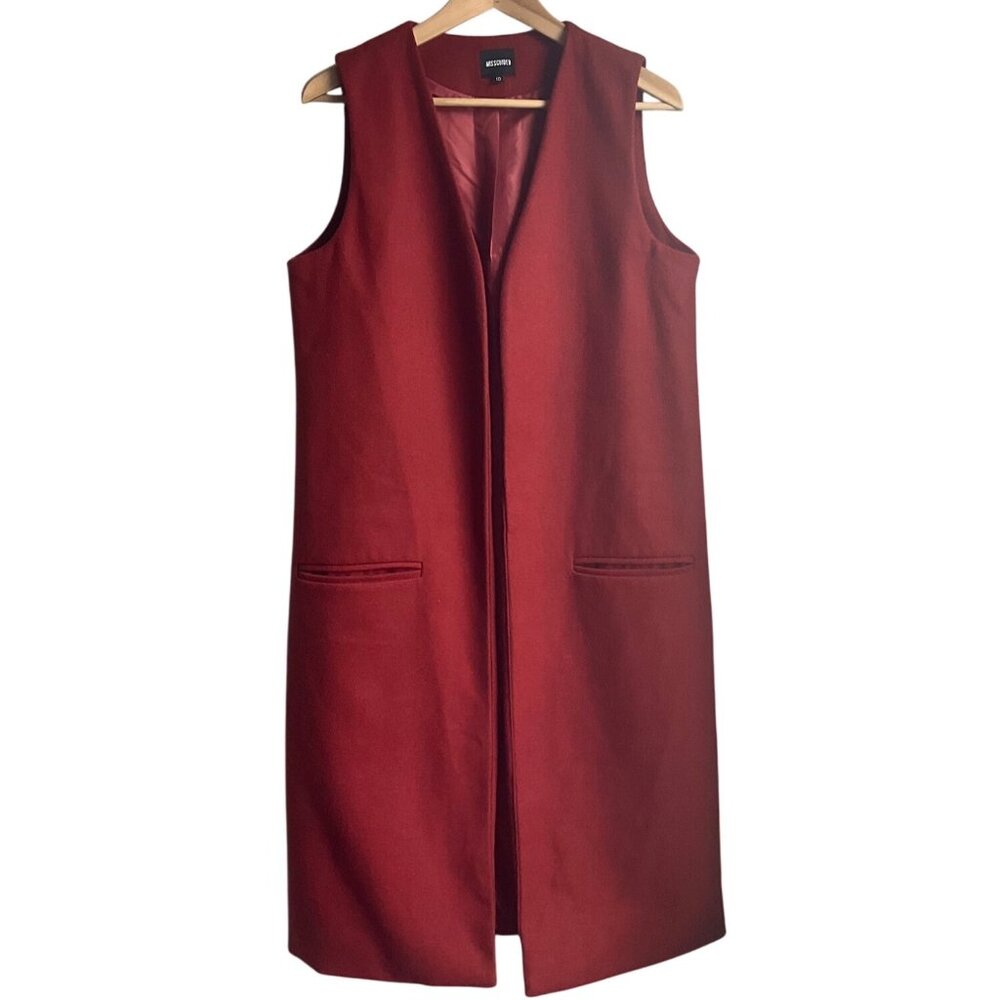 Missguided 10 Sleeveless Orange Longline Vest Jacket Duster Gilet Minimalist